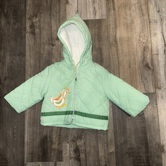 Vintage Other - Vintage Quilted Goose Baby Jacket 12 Months Green